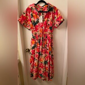 NWT J. Crew Bright Floral Midi Dress